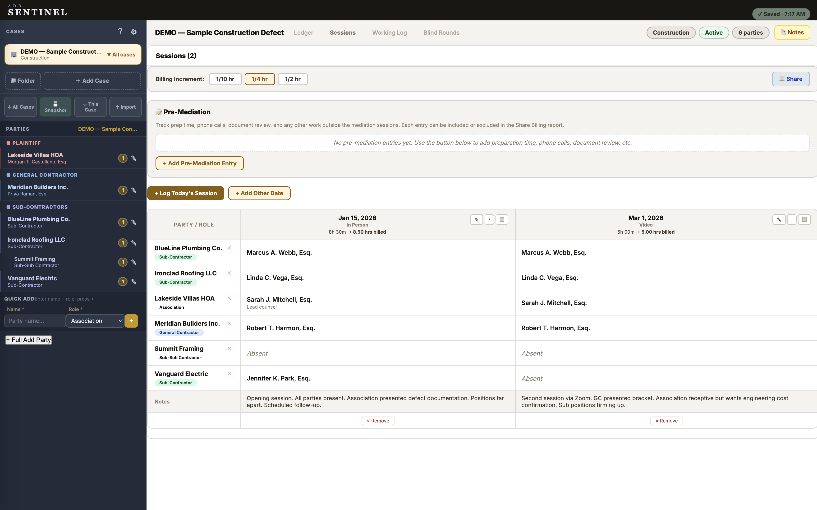 Track sessions, attendance, and billing — then share it with the parties in a click